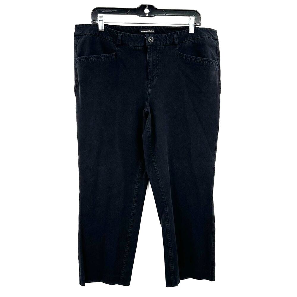 Banana Republic Size 16 Black Chino Style Pants Cotton Blend Front‎ Pockets